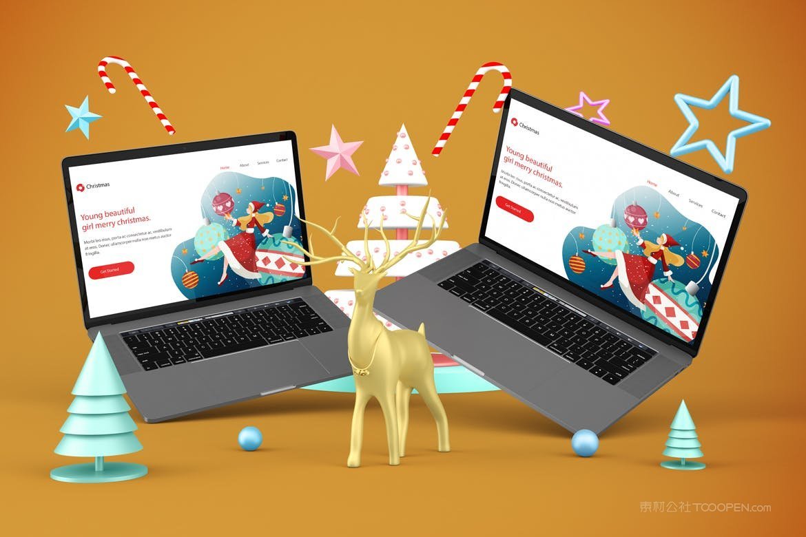 圣诞节电脑屏幕样机