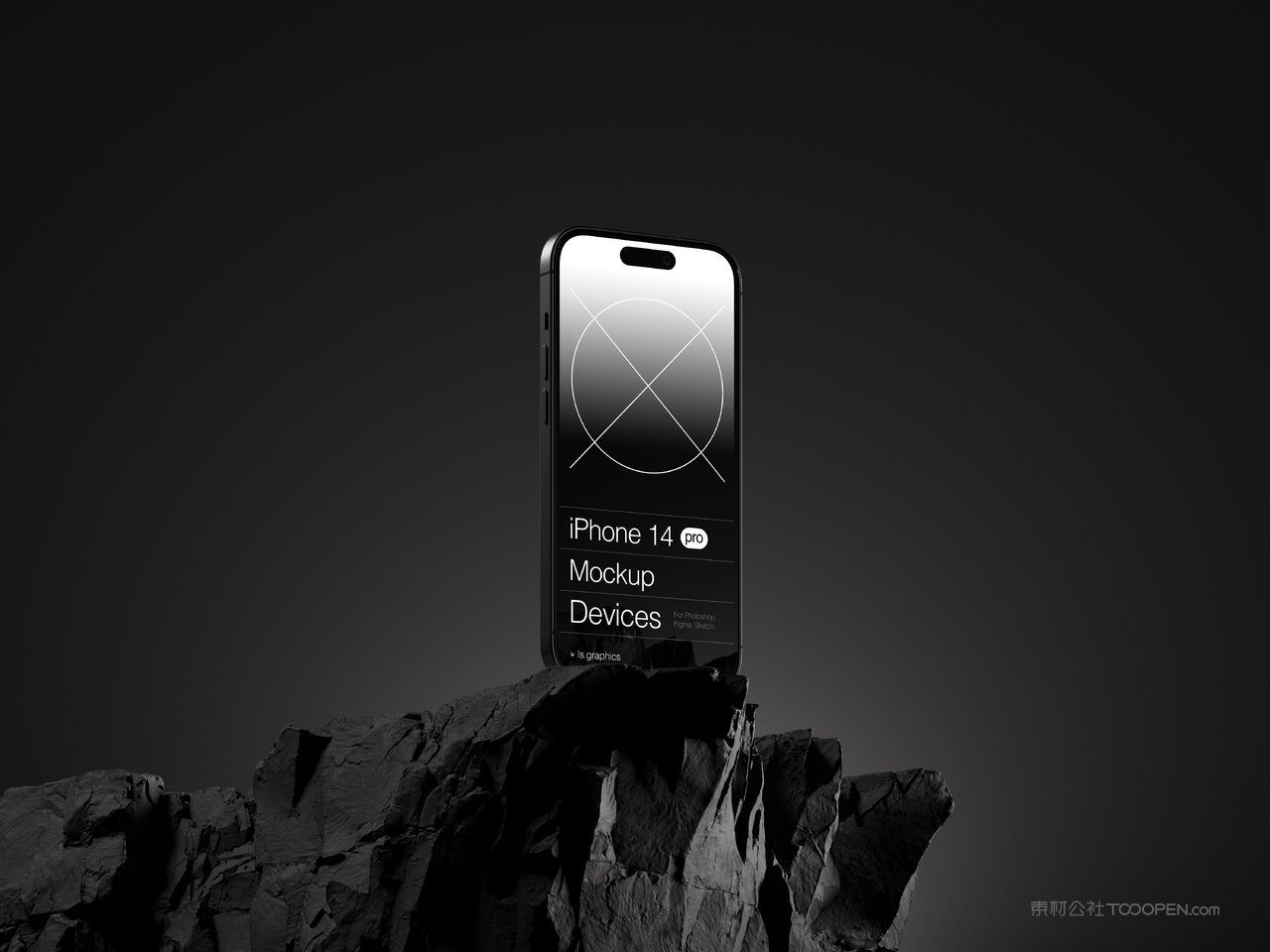 黑色iphone14开屏界面展示效果样机 (4)