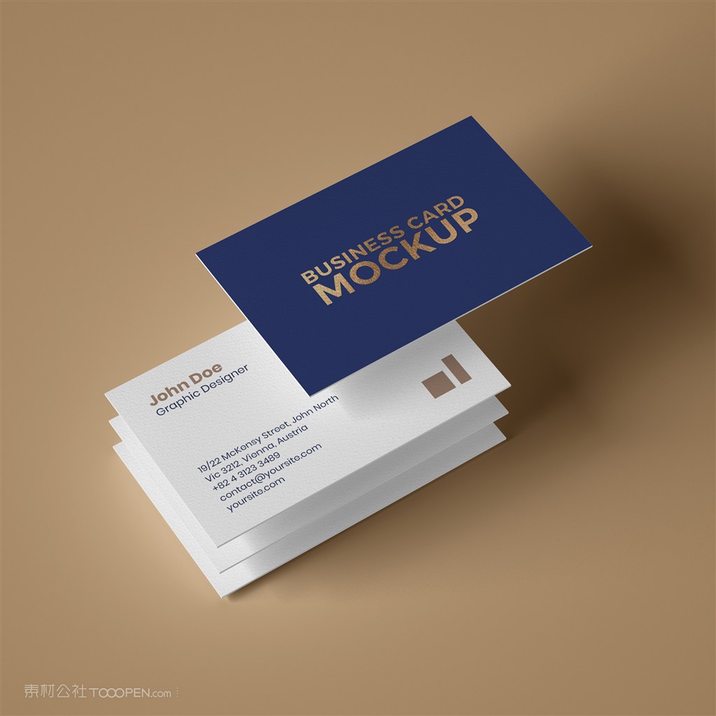 悬浮的名片正反面贴图样机