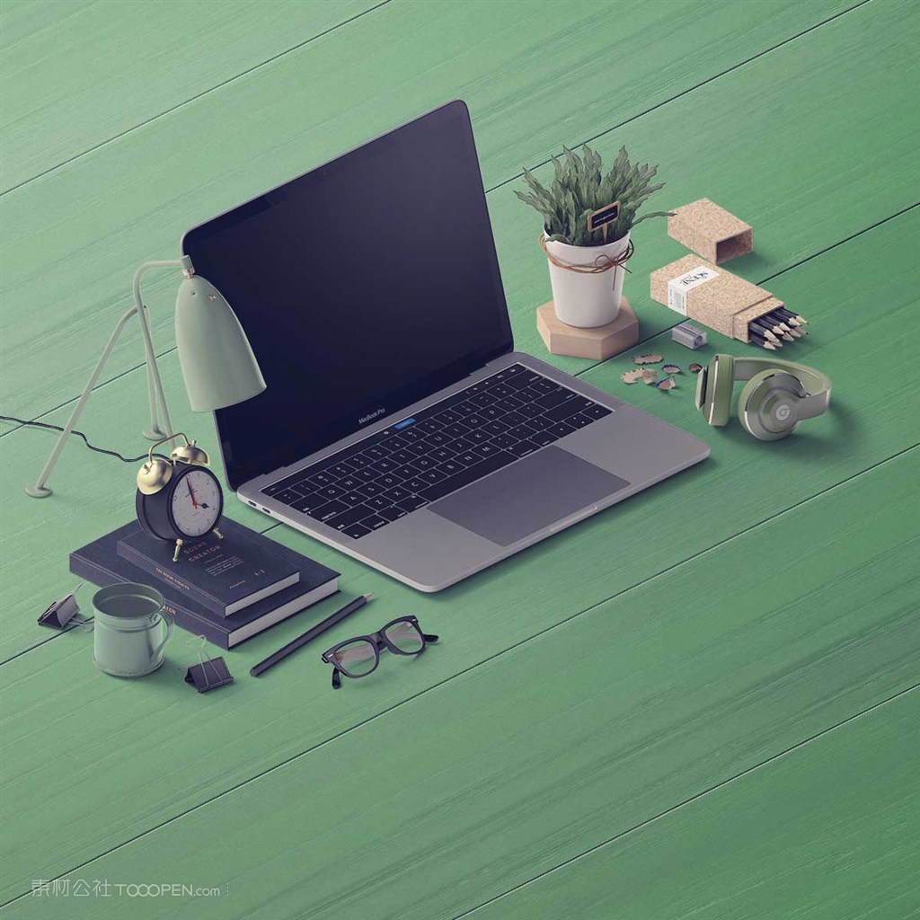 文艺桌面电脑样机素材