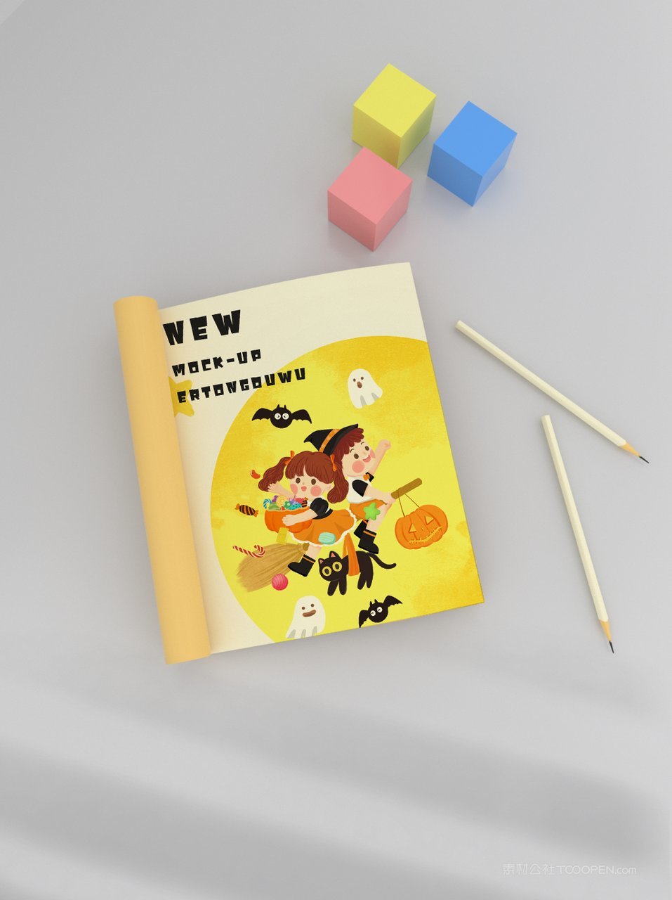 卡通可爱儿童读物绘本样机 (10)