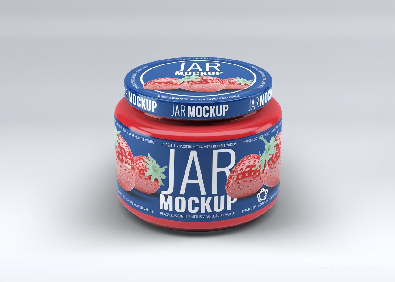 草莓酱瓶装包装罐形包装展示样机