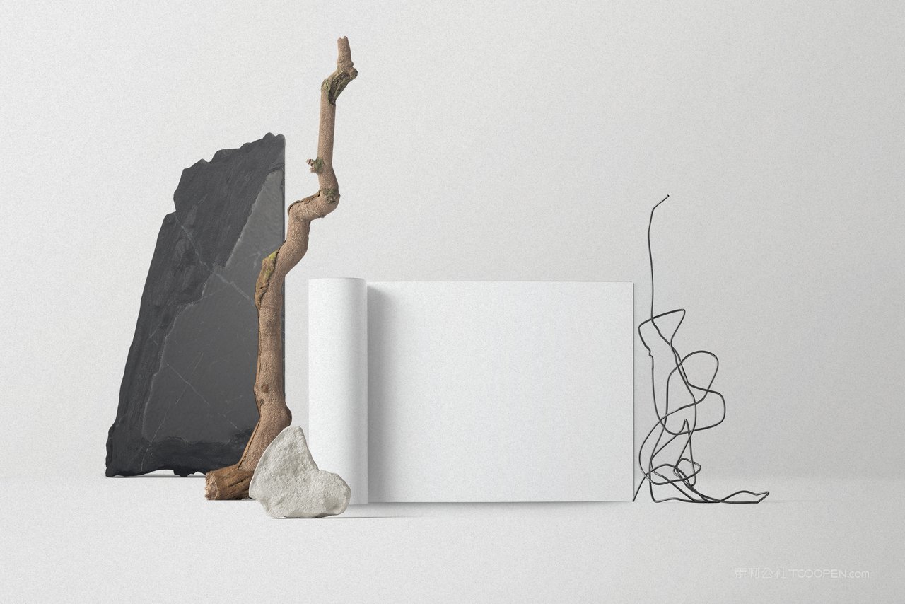 简洁干净黑色商务横版画册内页场景样机