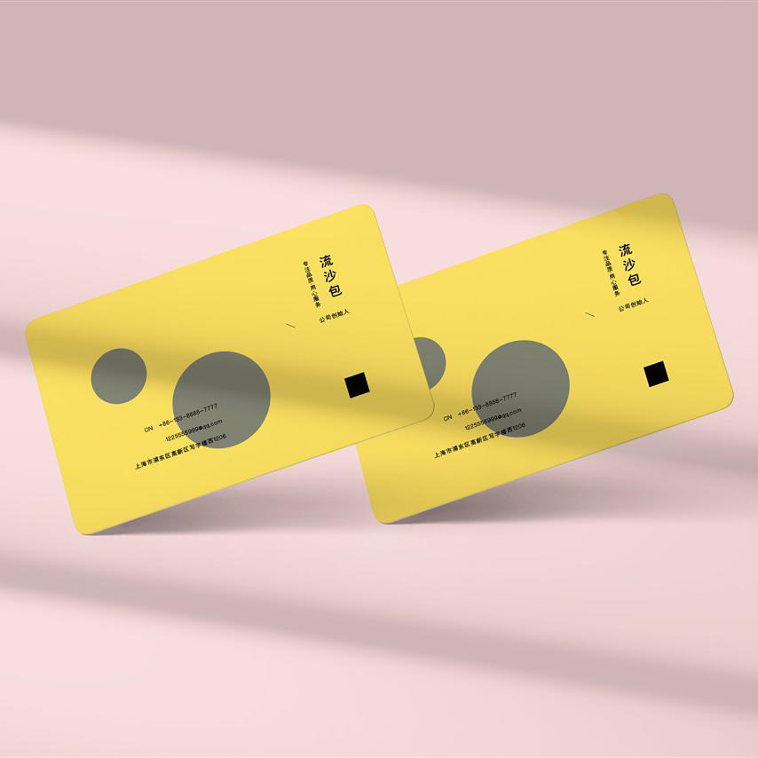 清新创意光影下的悬浮名片样机