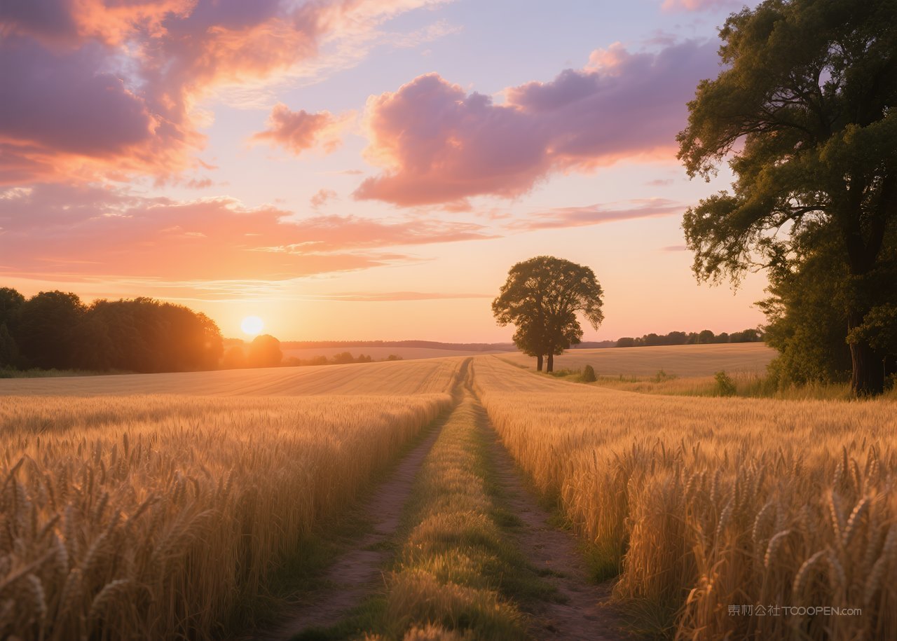 日落唯美云彩天空落日自然云层风景