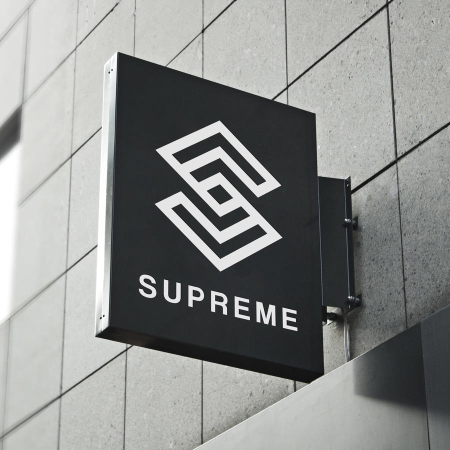 街头悬挂商店招牌样机