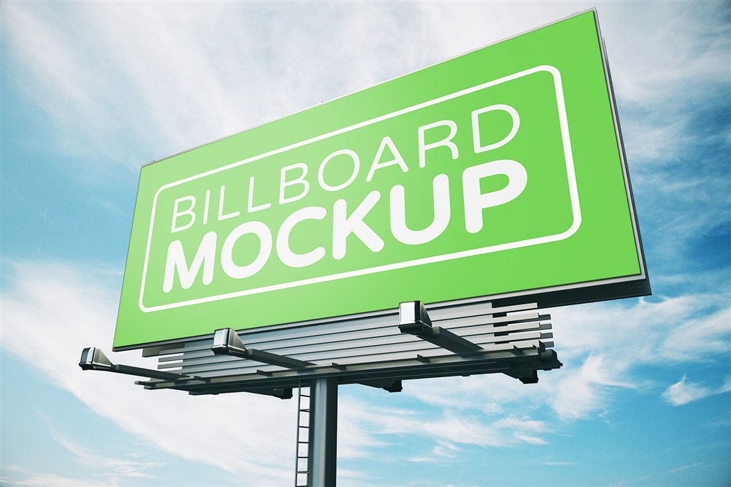 高速公路户外大型T牌广告牌样机图片场景下载