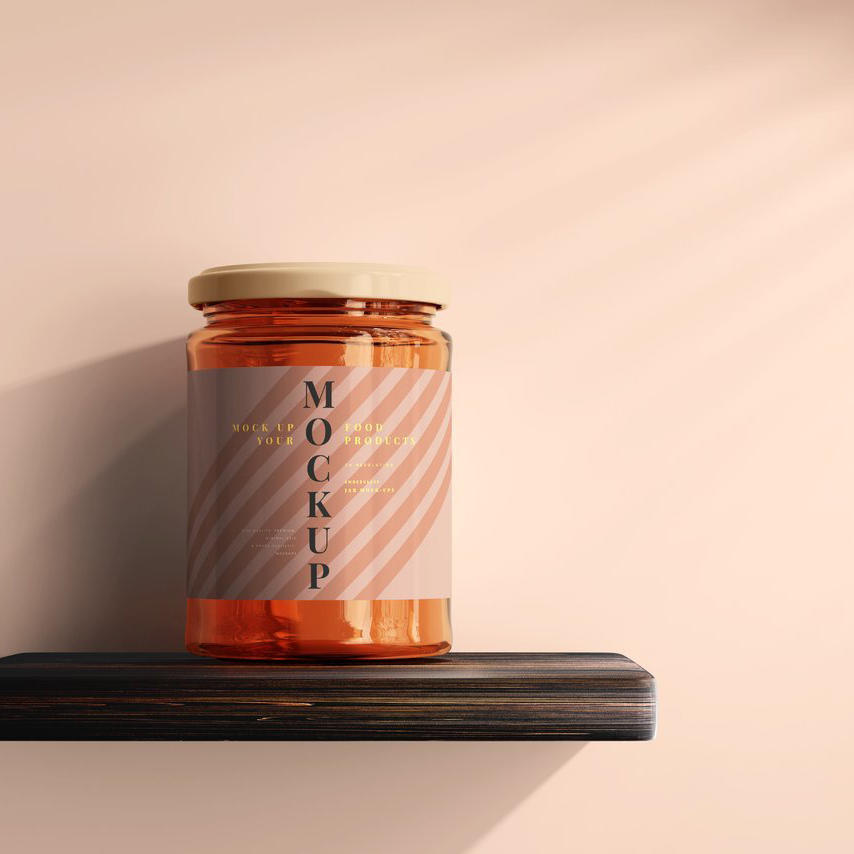 一个蜂蜜罐玻璃食品密封罐样机 (5)