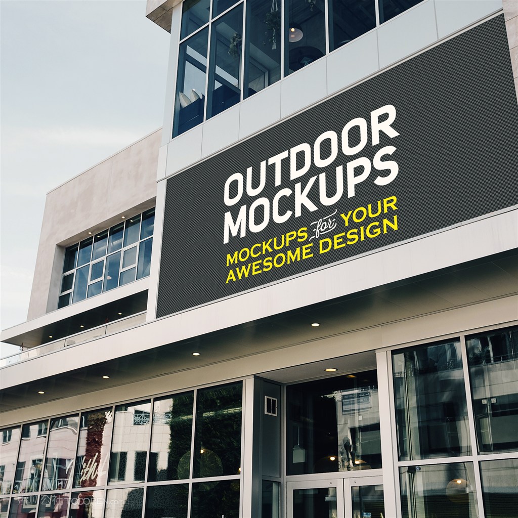 商场入门大屏幕广告牌门头贴图样机