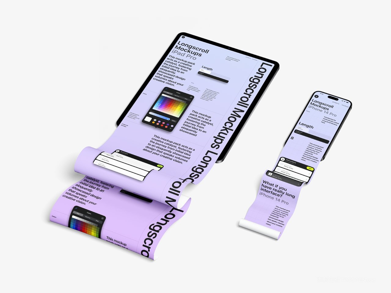 iphone手机长图ipad长页面小程序设计作品效果展示psd贴图样机 (8)