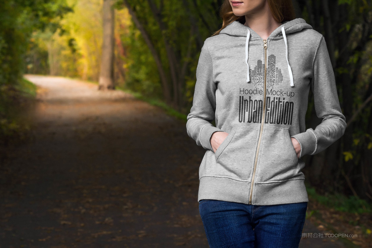 女士卫衣图案街景样机