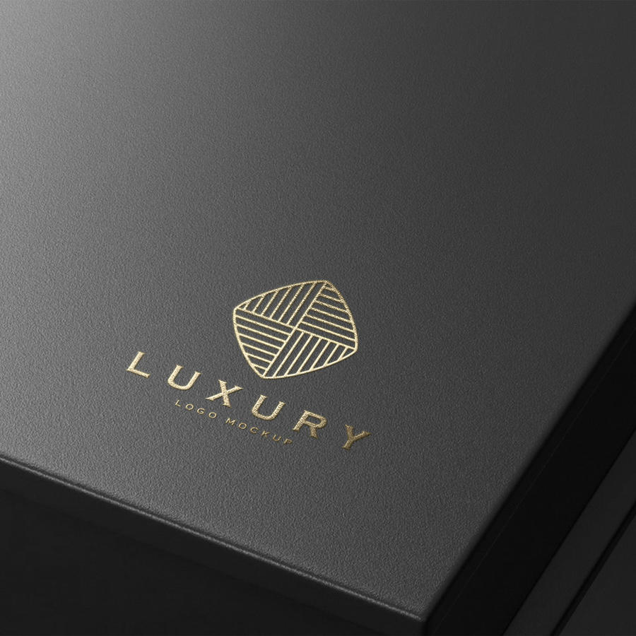 烫金标志灰色背景压痕精美logo样机