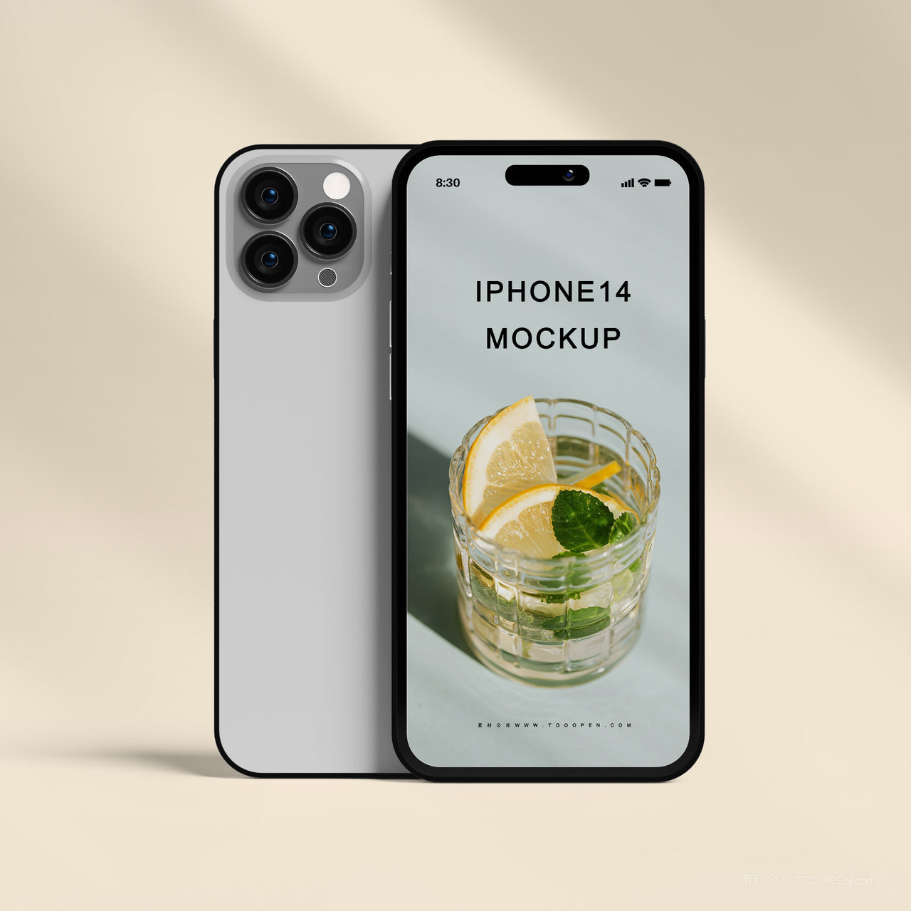 手机iPhone14正反面贴图样机