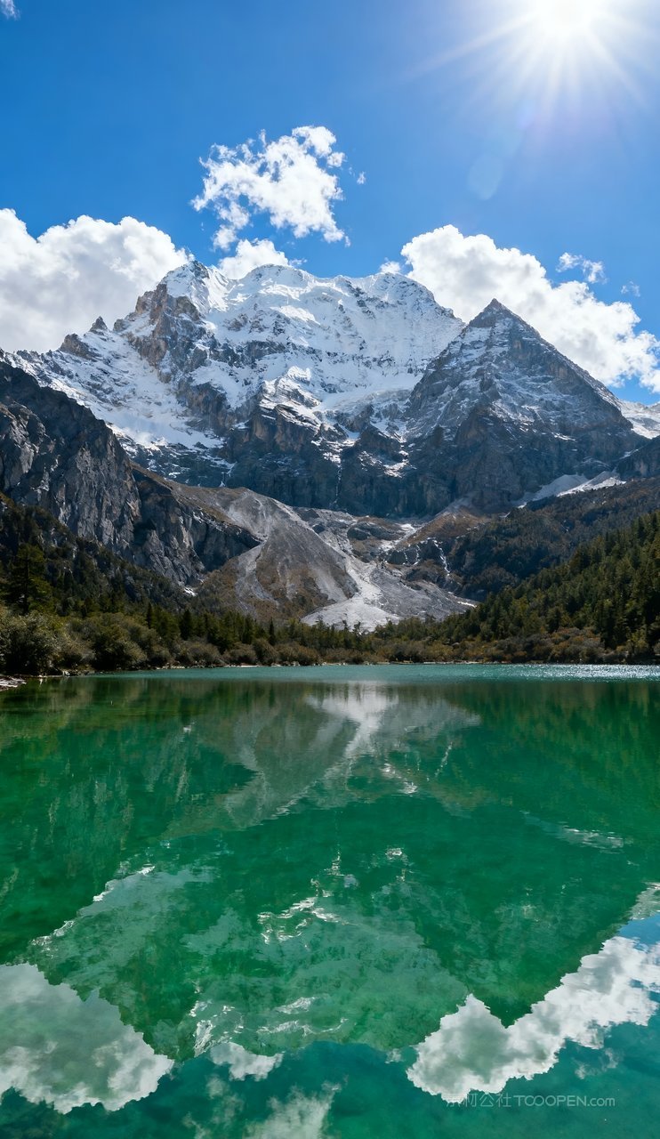 山水天空湖泊青山山峰蓝天唯美意境