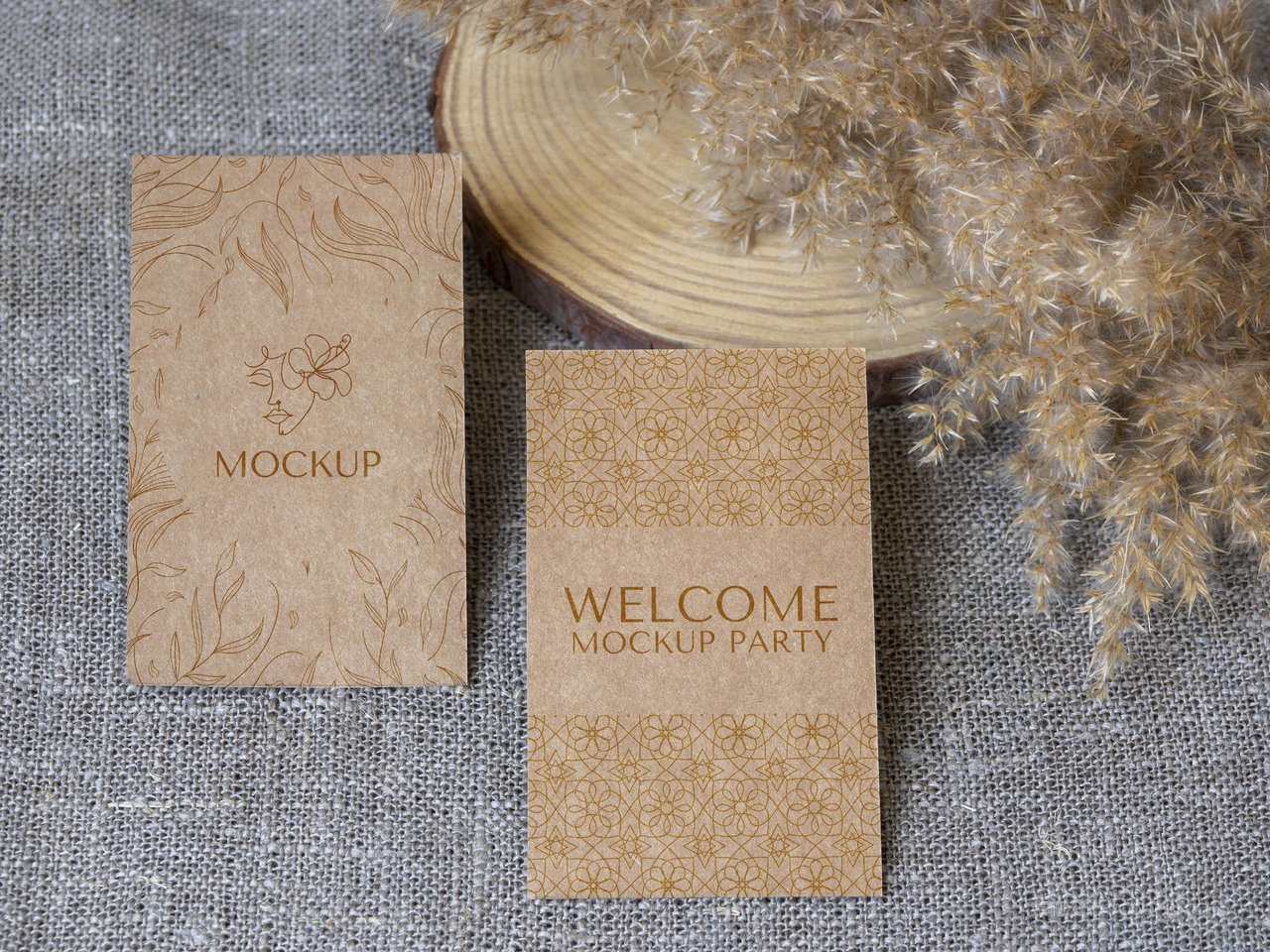 文艺植物纸质名片光影场景样机