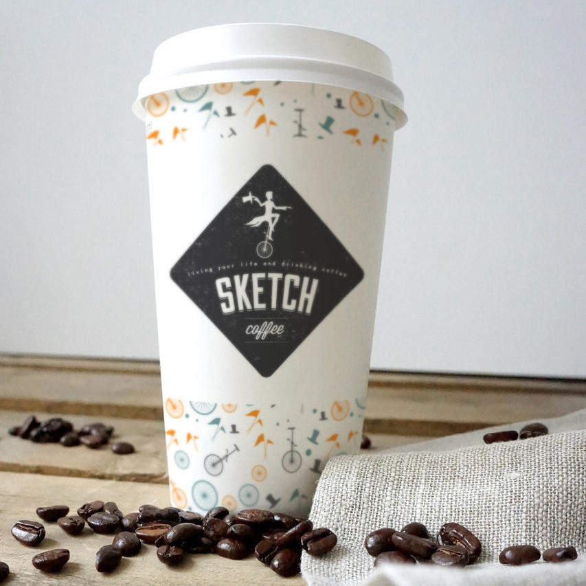 一次性纸杯咖啡餐饮面包房场景vi样机