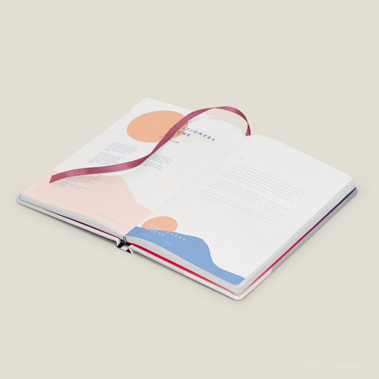 打开的本子精装书籍画册贴图样机