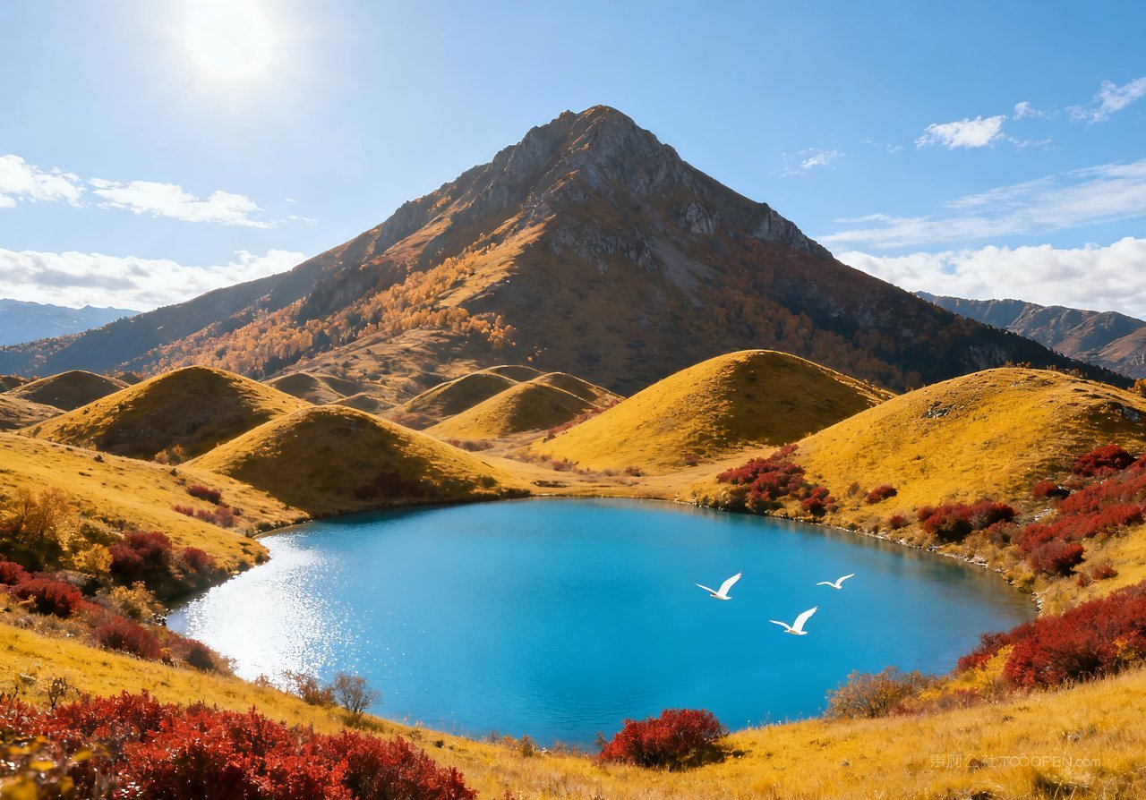 唯美天空蓝天山水湖泊意境山峰青山