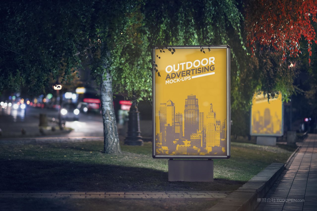 公园灯箱广告样机