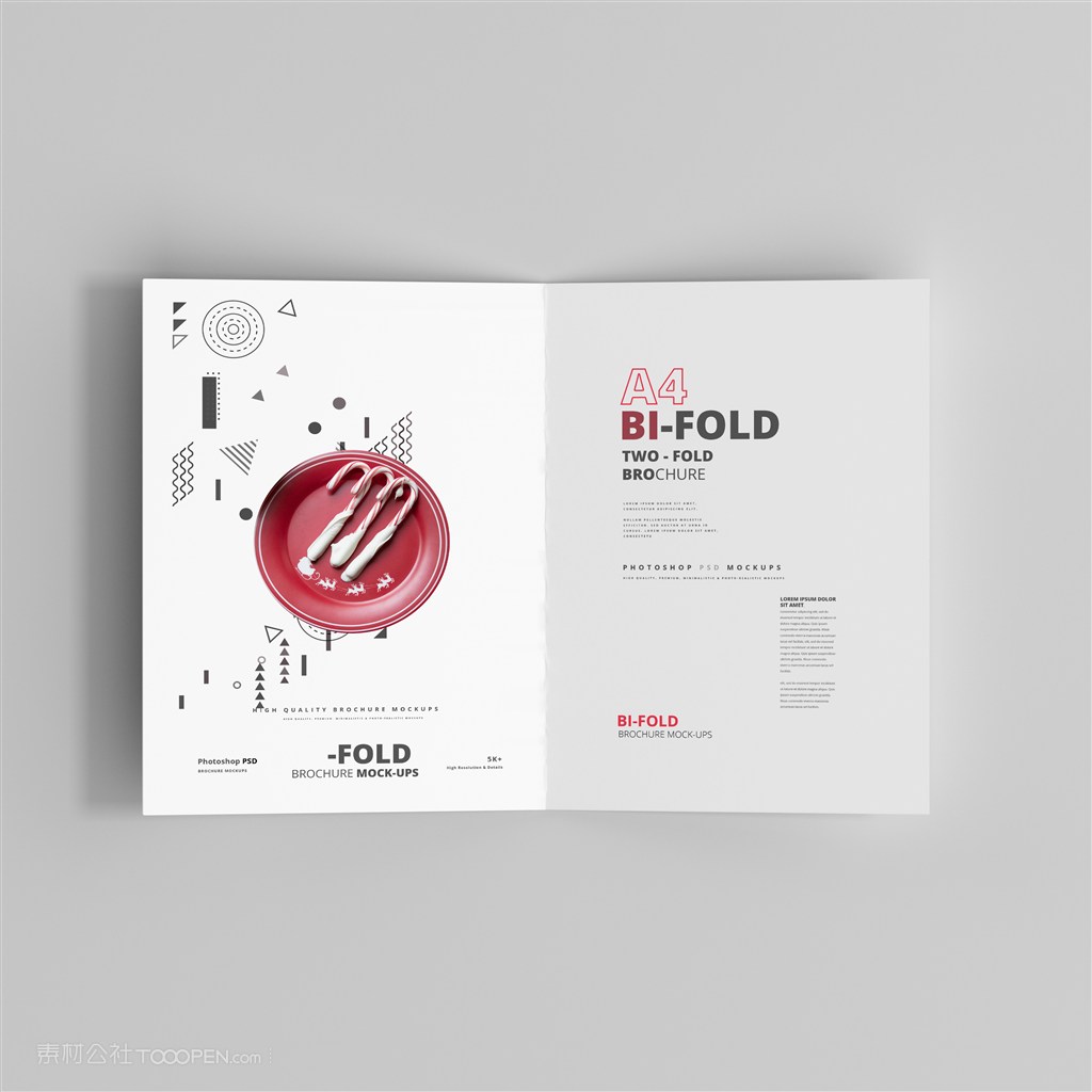 俯视图a4双折页小册子贴图样机