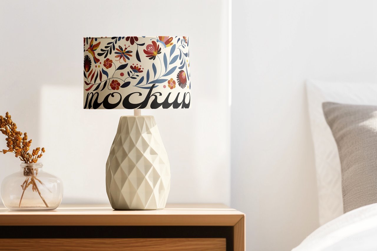 【2160期】床头台灯罩图案设计模型样机 (4)