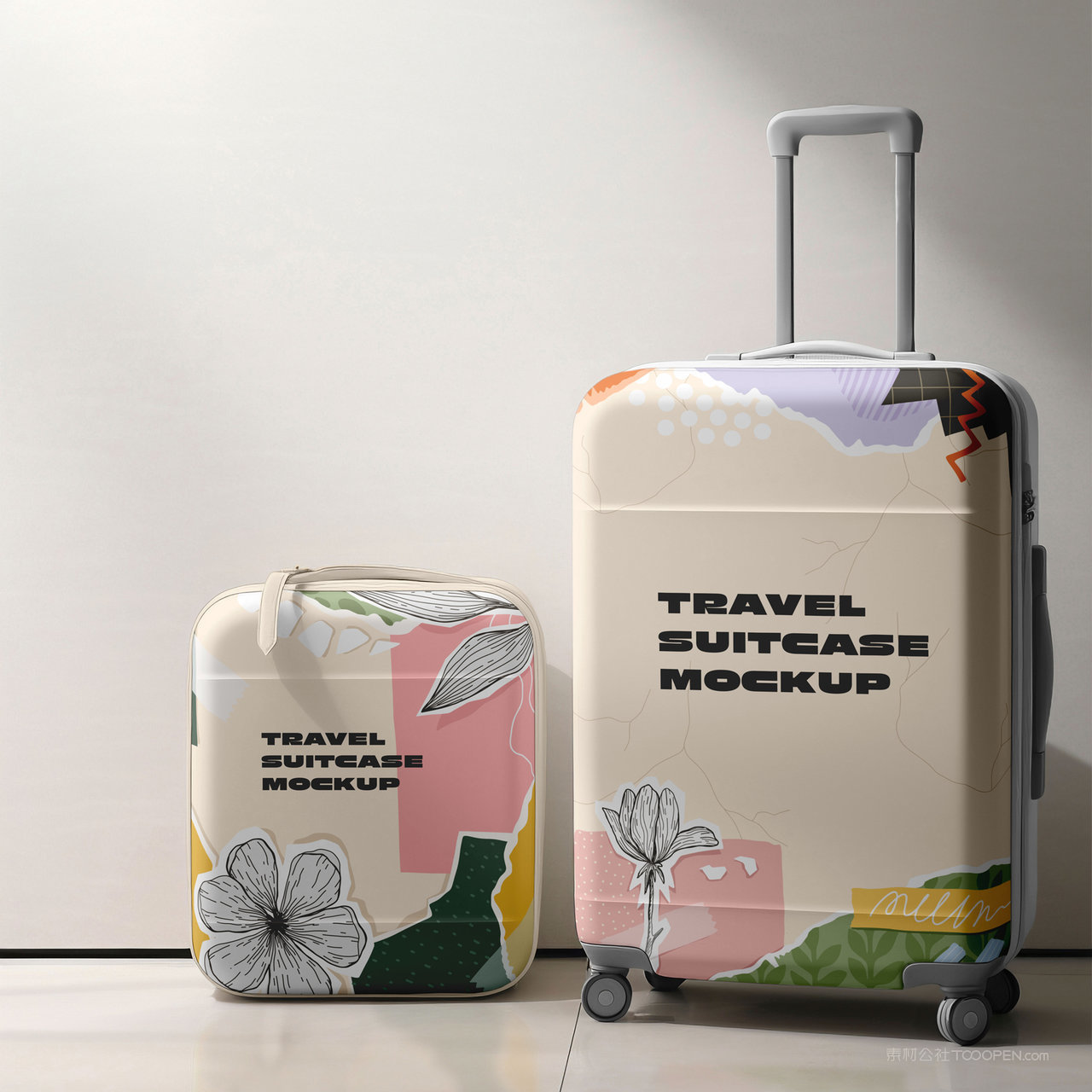 两种尺寸的高颜值行李箱贴图样机