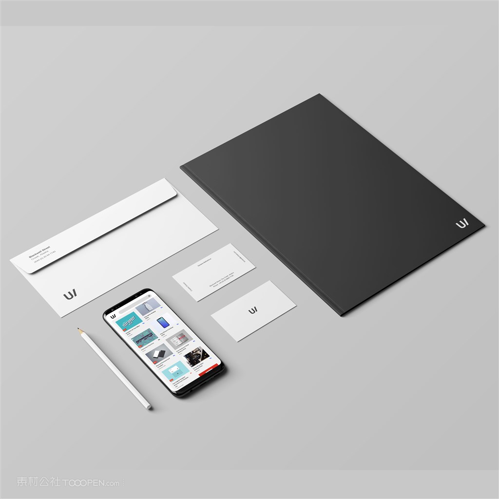 极简企业vi手机名片样机模板