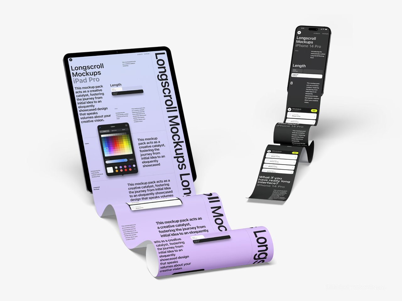 iphone手机长图ipad长页面小程序设计作品效果展示psd贴图样机 (7)