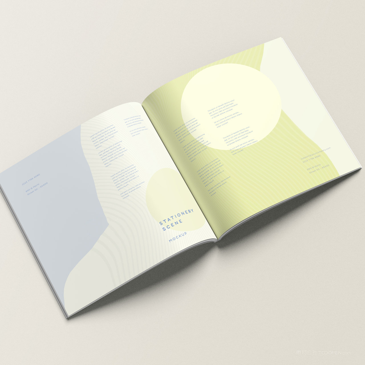打开的书本画册贴图样机