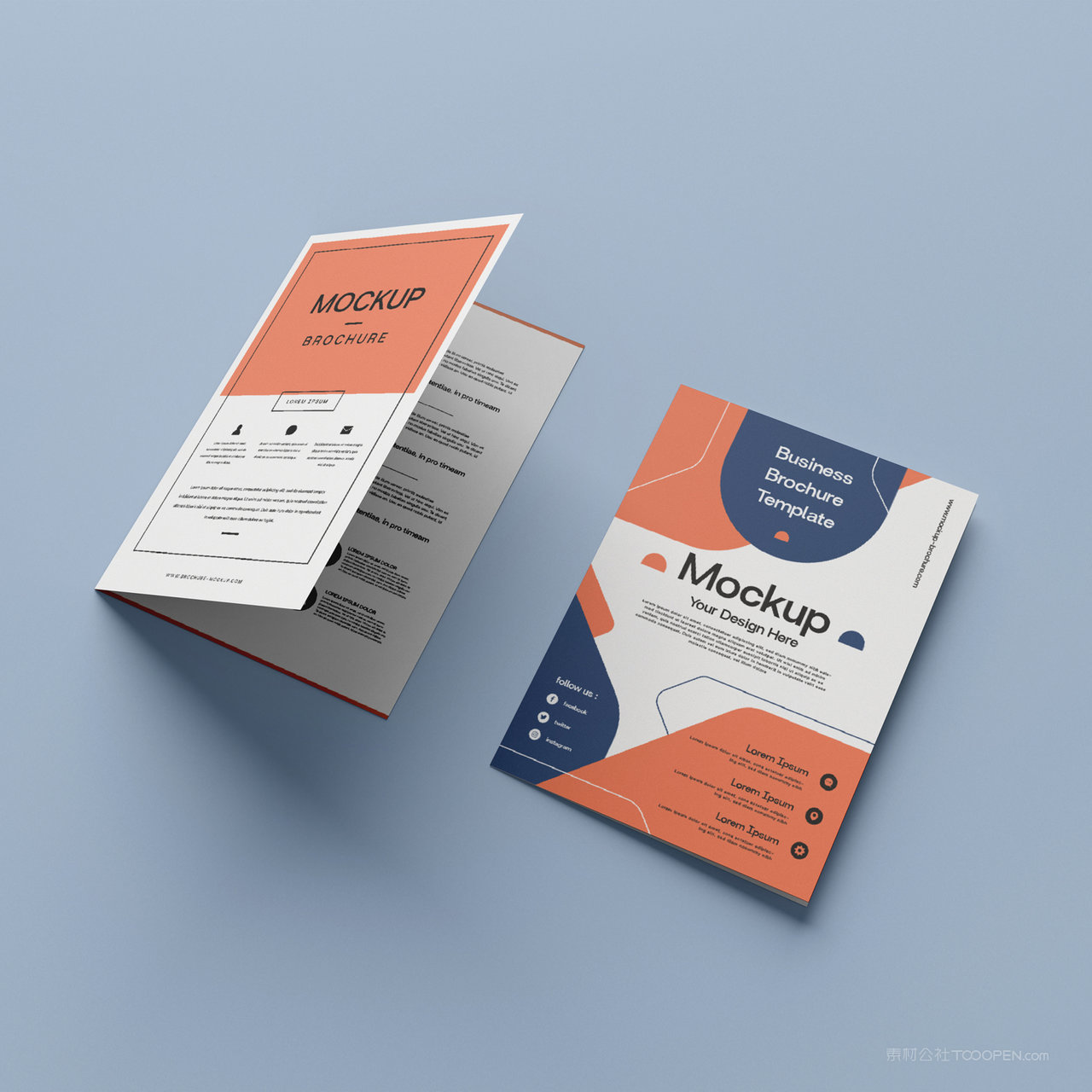 企业宣传单双折页贴图样机