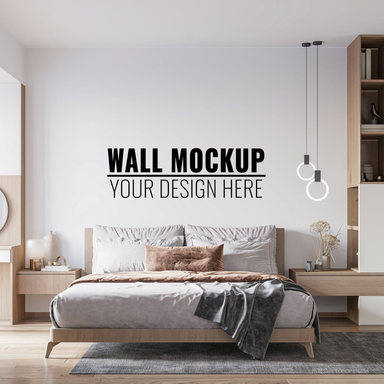 卧室墙面装饰背景墙样机