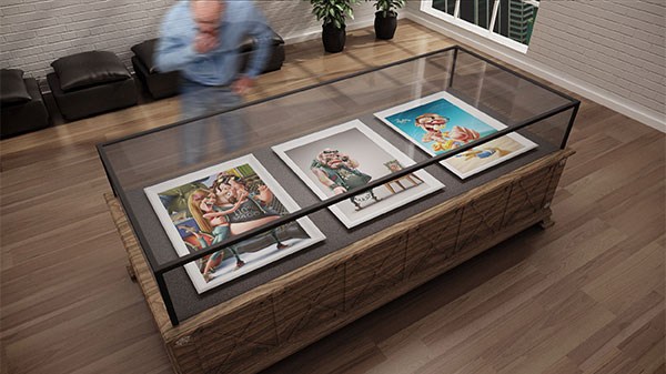 橱窗内照片画面样机模板