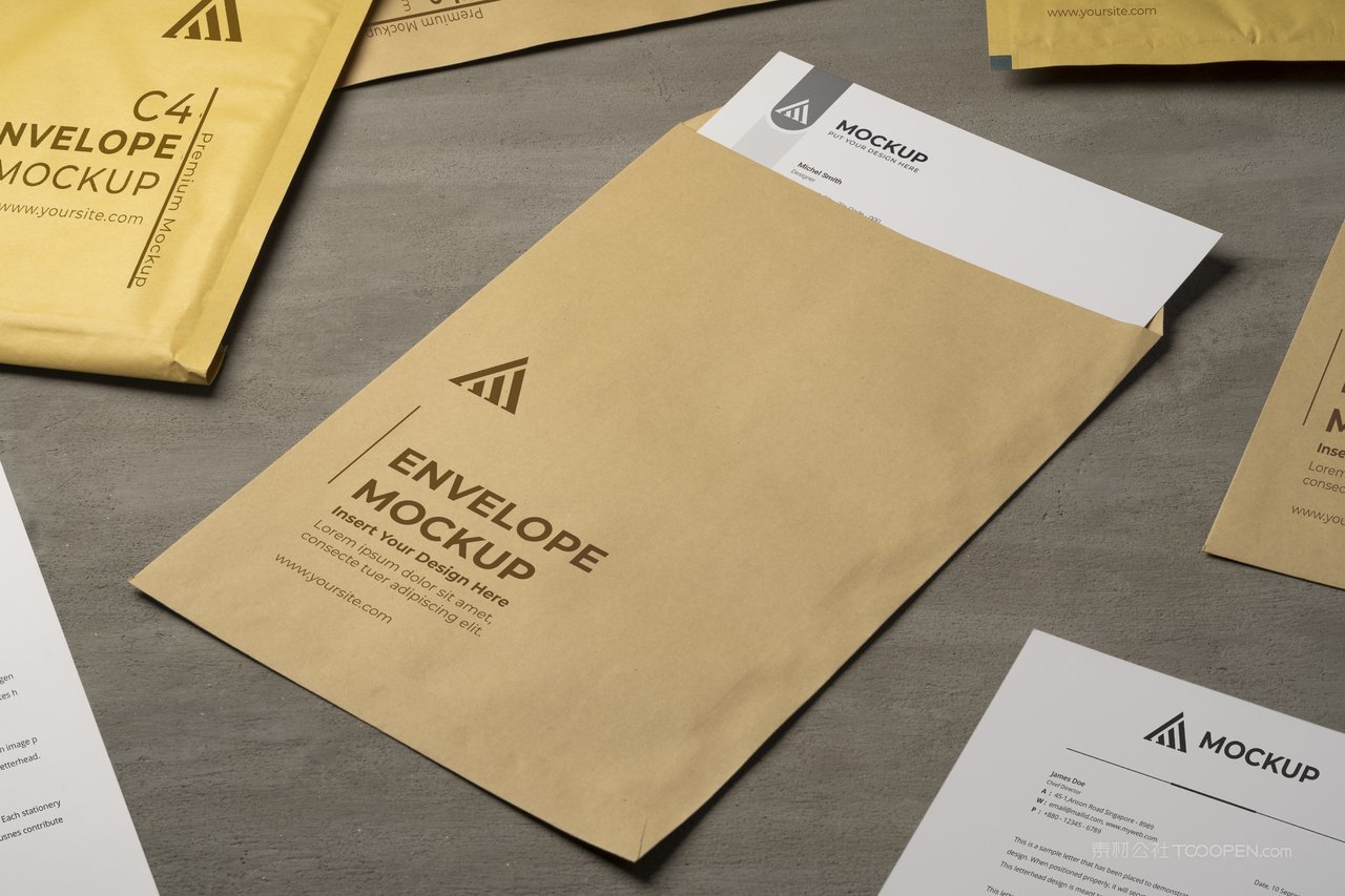 黄色信封快递袋文件袋样机 (14)