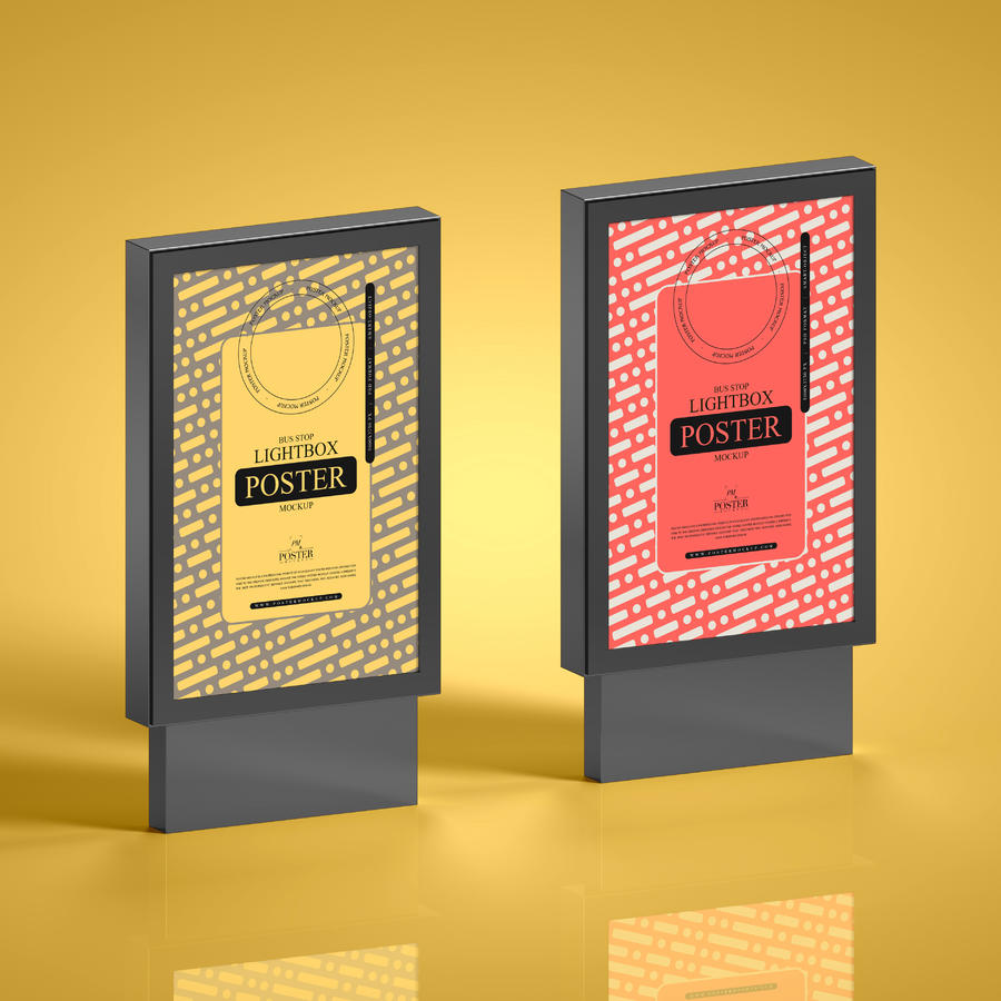 巴士站灯箱海报样机