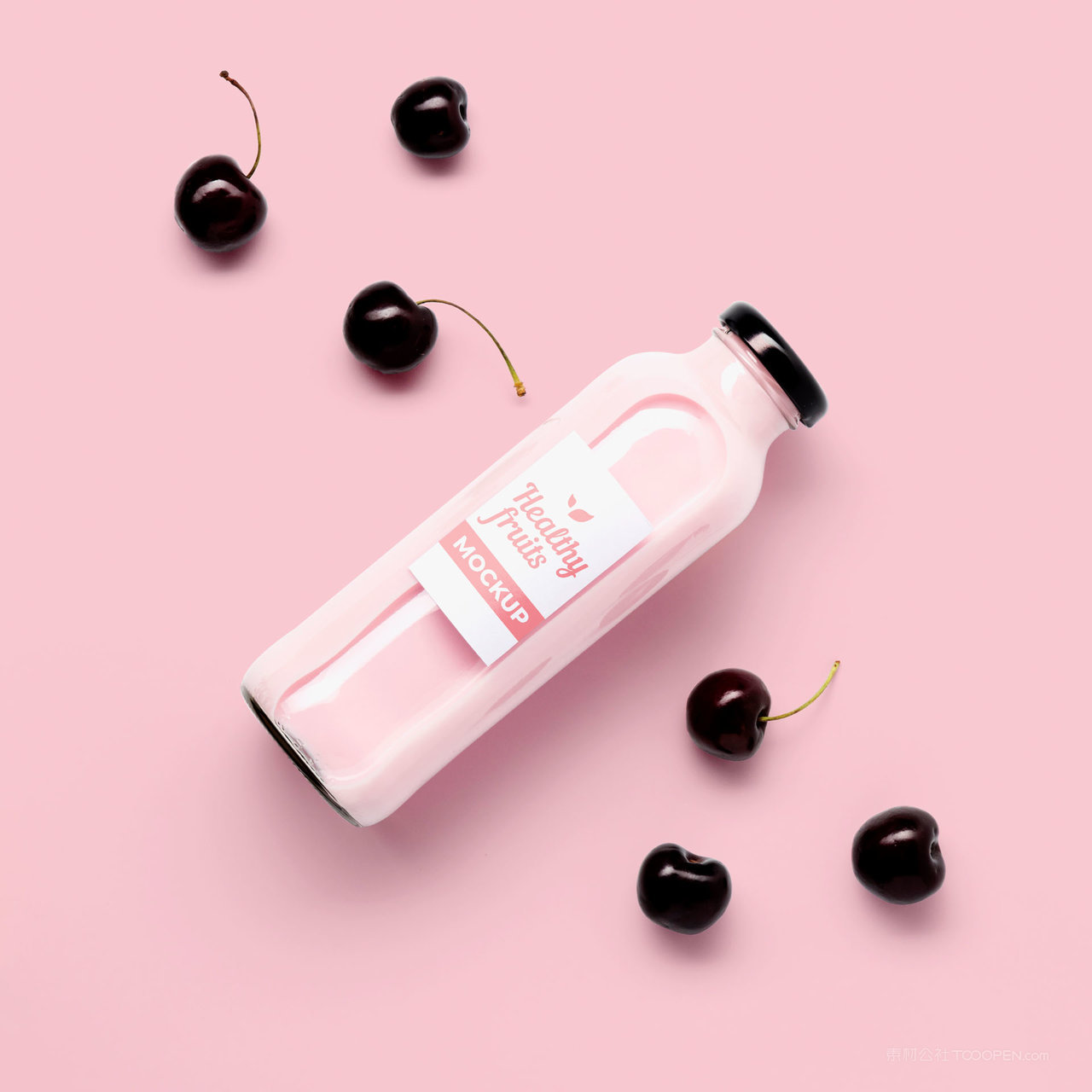 品牌手工水果粉色车厘子酸奶玻璃瓶ps样机 (5)