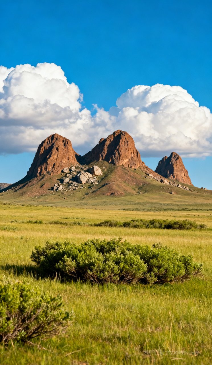 景色蓝天草原草地景观天空自然唯美云彩风景