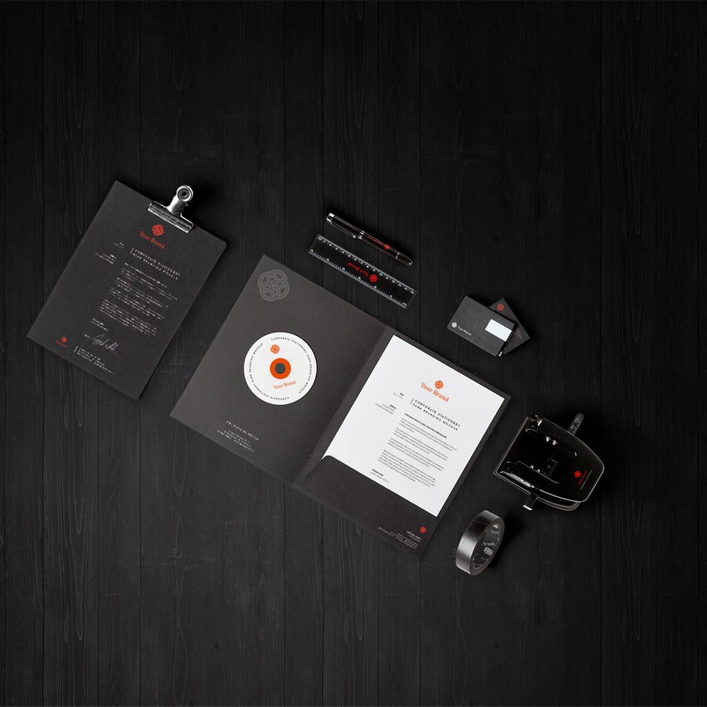 黑色调高档企业vi贴图样机