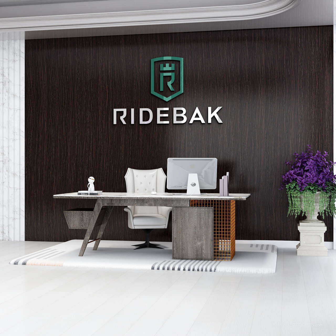 办公室文化墙背景墙logo贴图样机