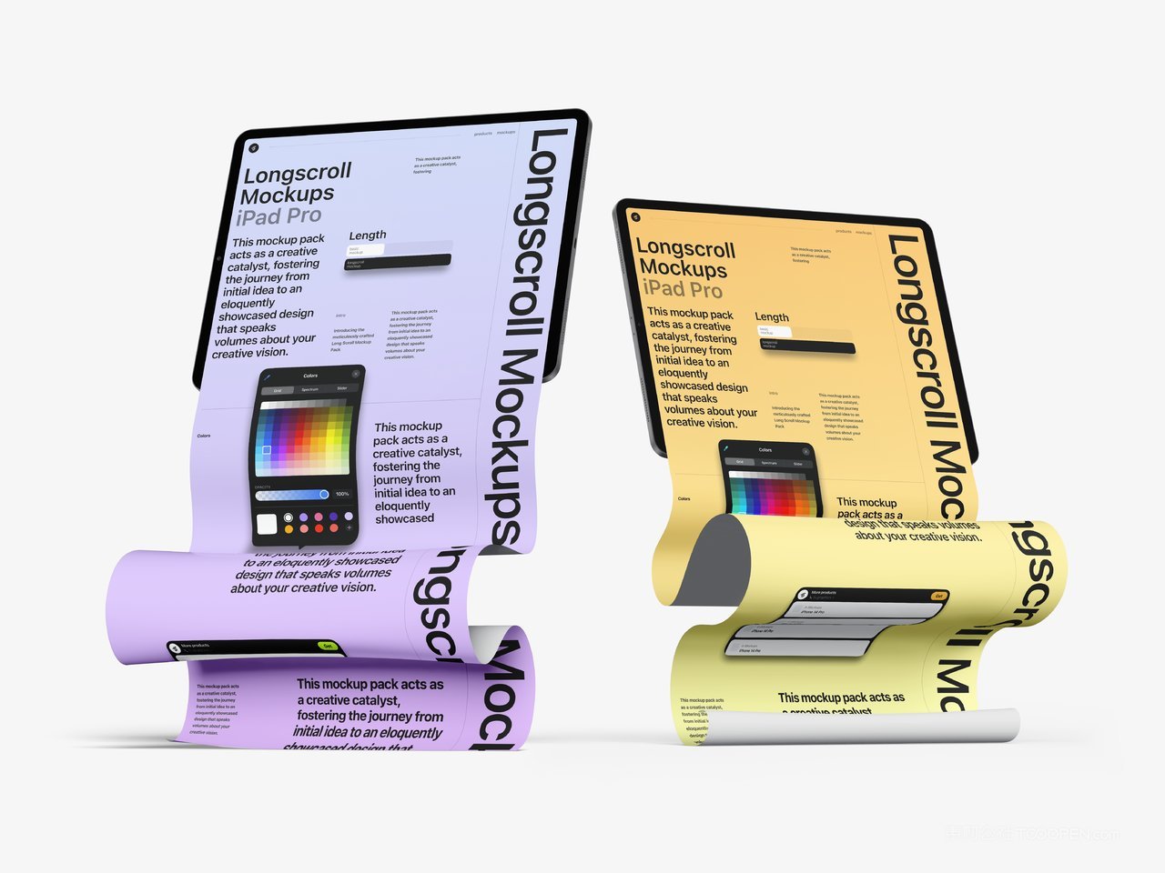 iphone手机长图ipad长页面小程序设计作品效果展示psd贴图样机 (4)