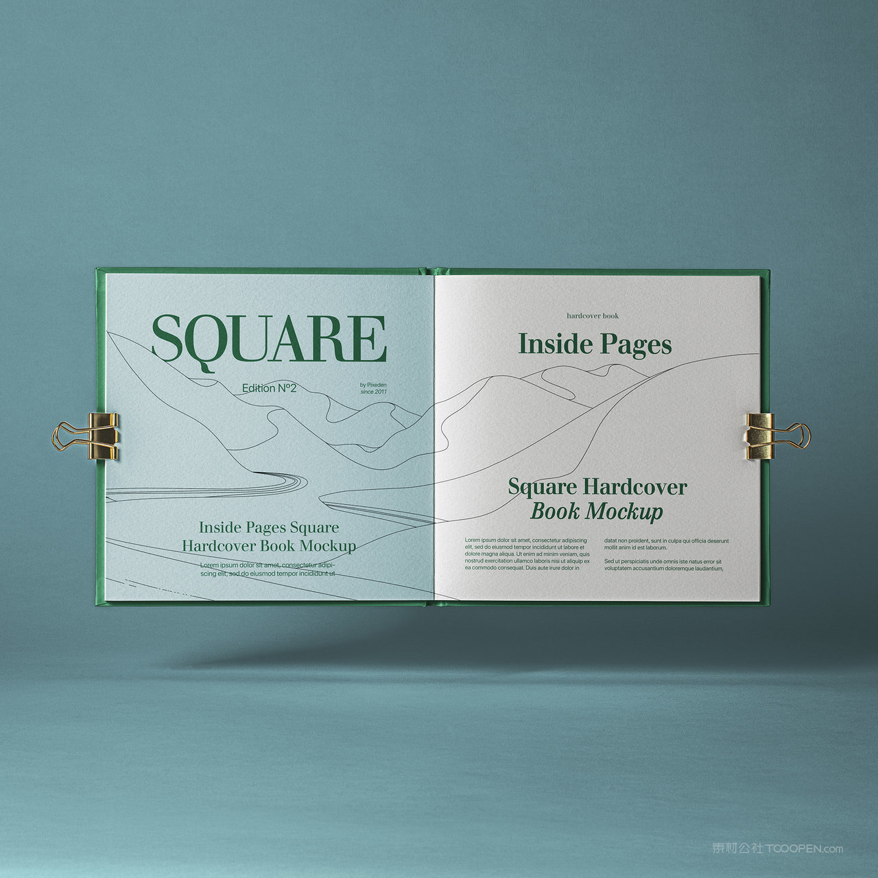 悬浮打开的书籍画册贴图样机