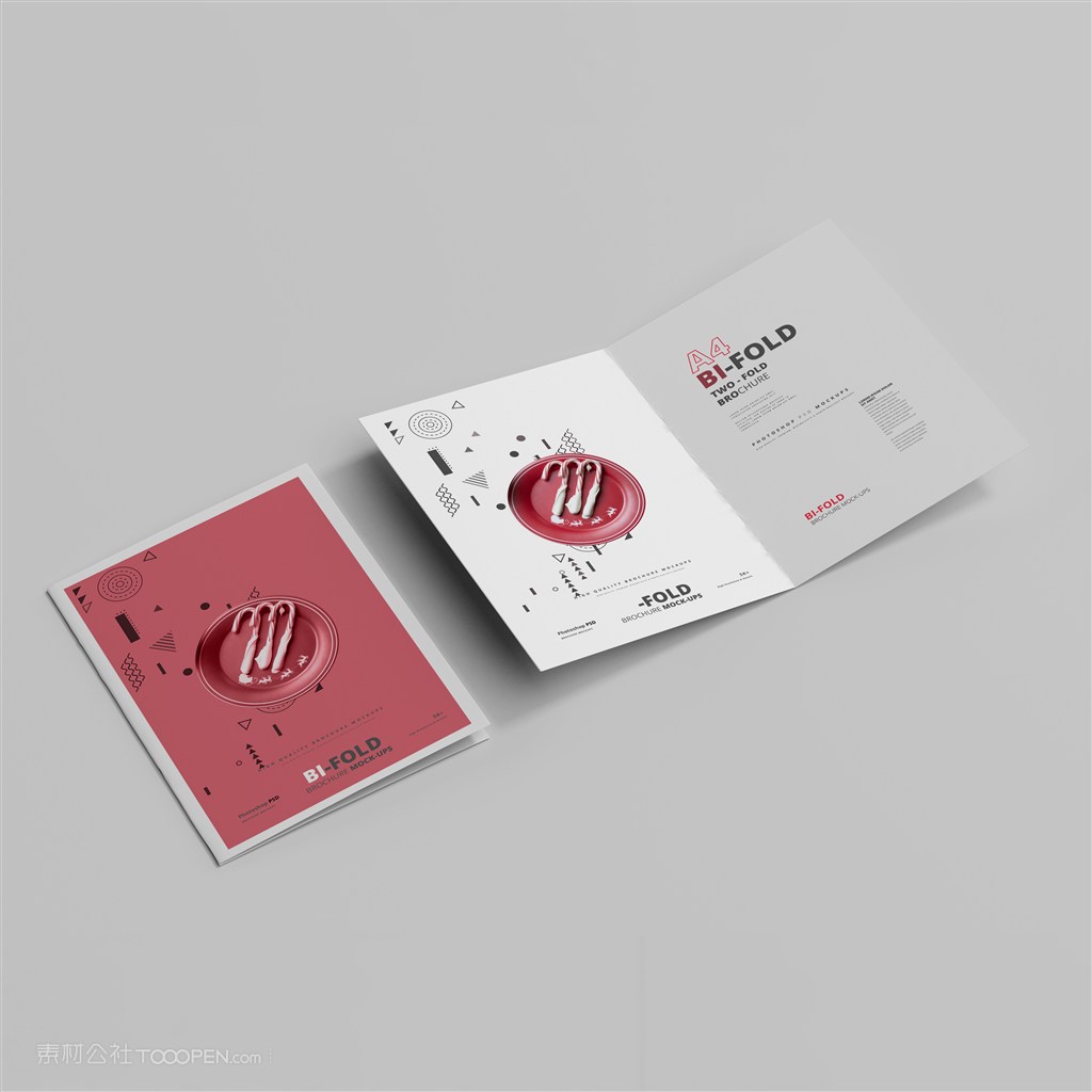 a4双折页小册子贴图样机