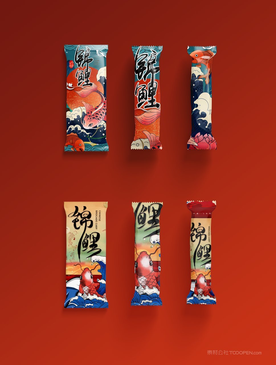 中国红国潮糖果贺岁年货红色礼盒样机