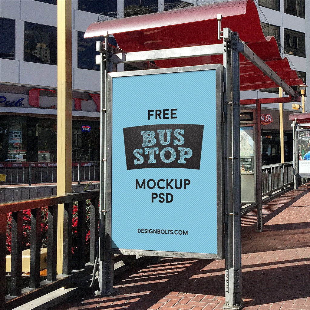 户外街道公交亭广告展示样机