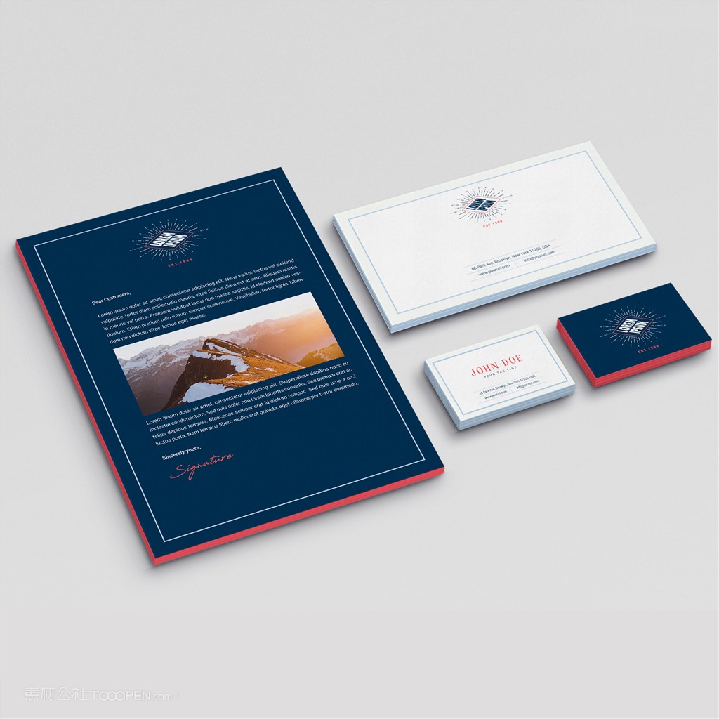 精致商务文具vi业务文档名片信封样机