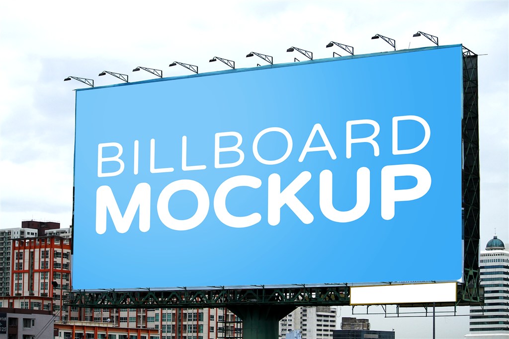 高速公路户外大型T牌广告牌样机图片下载