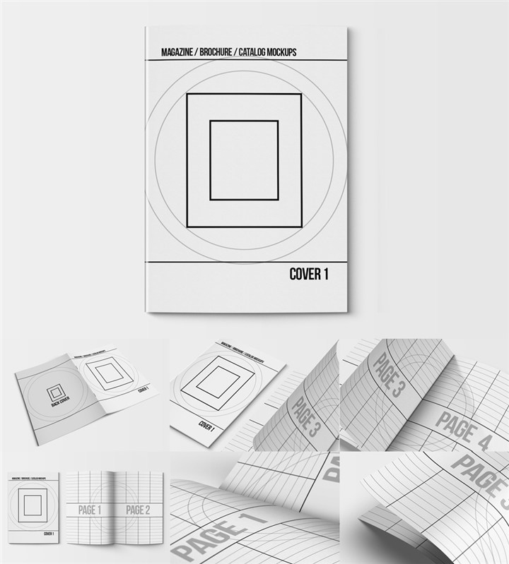 杂志宣传册画册封面封底内页样机