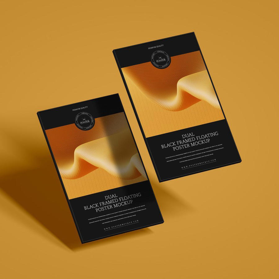 双黑框浮动海报样机