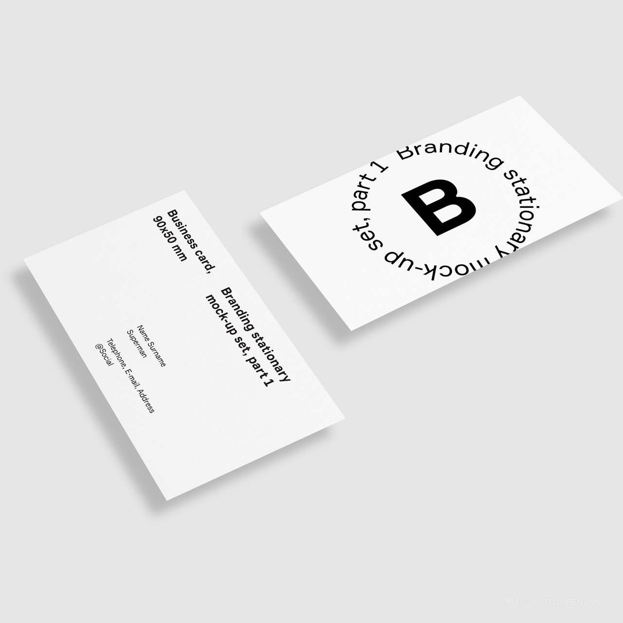 极简企业vi名片正反面贴图样机