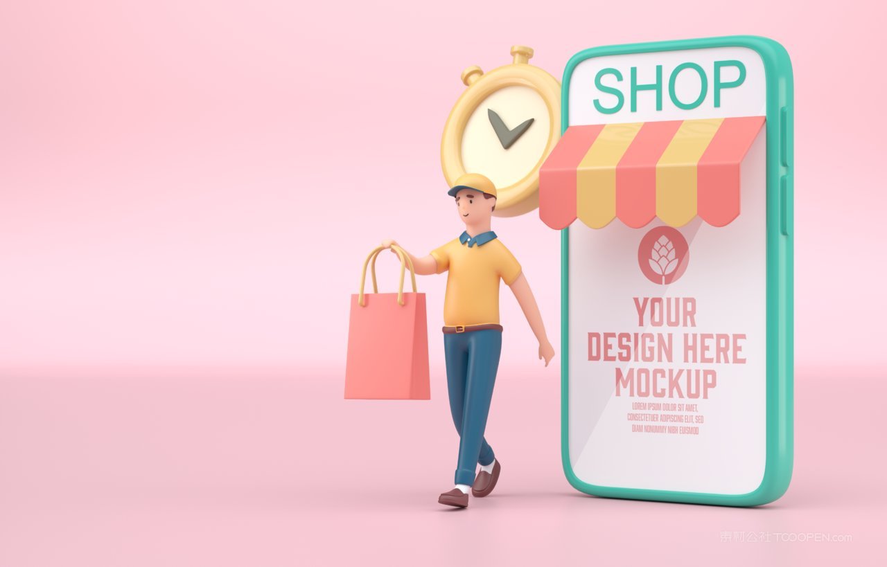 外卖员送货3d概念样机