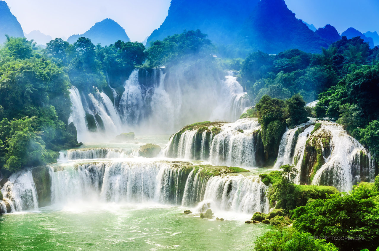 美丽山水瀑布背景图片